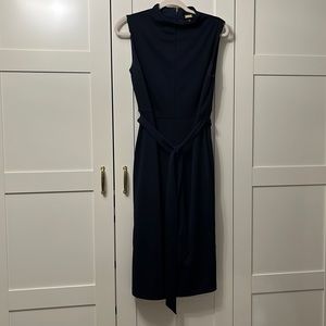Navy high neck sleeveless dress